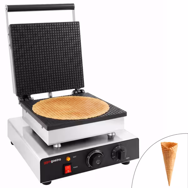 Waffle makinesi - Tekli - Manuel - 1,75 kW - Şekil: Boynuz, Stroop waffle - Teflon kaplı pişirme plakaları
