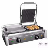 Grelhador de contacto Profissional - 4,4kW - placas: superior e inferior estriadas - Área de grelha: 475x230mm
