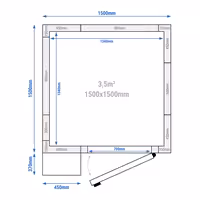 Inox rashladna komora - 1500x1500 mm - 3,50 m³ - uklj. rashladni agregat - -2/+8 °C
