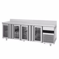 Commercial Counter Fridge PREMIUM - 2300x700mm - glass doors - with upstand