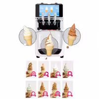 Commercial Soft Serve Ice Cream Machine - 30-32L/h - 2.68kW - Touchscreen - for 3 flavours (twin twist) - Countertop - Pre-Cooling