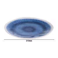 (6 adet) BLUE OCEAN - Düz Tabak - Melamin, Ø215mm, Beyaz / Mavi