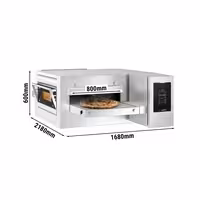 Gas Conveyor Pizza Oven - 1680x2180mm (66"x86") - for Ø 30cm (12") pizza - 230V Single Phase - Touchscreen Controls - Belt width: 800mm (31.5") - up to 350°C - with Wi‑Fi