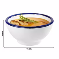 (6 adet) Ramekin (Sos Kasesi) - ENAMEL LOOK - Melamin - 90ml - yuvarlak - Ø95mm - Beyaz/Mavi