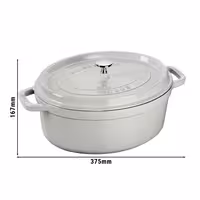 STAUB | Cocotte Oval Enamelled Cast Iron Casserole Dish – 310 mm Oval – White Truffle