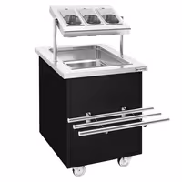 Cutlery & Crockery Mobile Counter DANZIG - 700 mm - with Tray Slide - Black