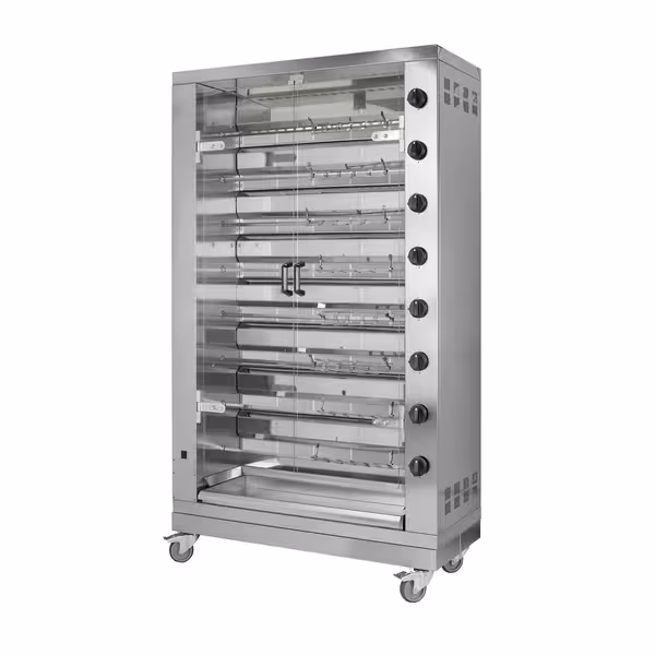Gas Chicken Rotisserie Oven - 47.6kW - with 8 Skewers for up to 48 chickens