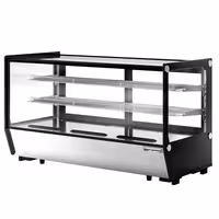 Countertop display fridge - 200L - 1219mm - Double glazing - square - with 2 adjustable chrome shelves - rear sliding glass doors