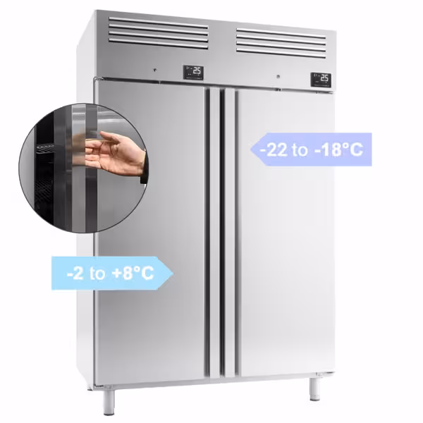 Szafa chłodniczo-mroźnicza ze stali nierdzewnej Premium PLUS – GN 2/1 – 1220 litrów – z 2 drzwiami