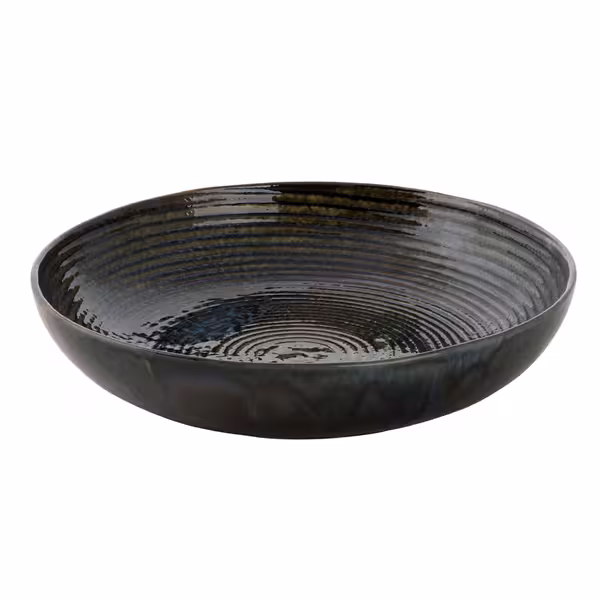 (6 adet) METALLIC - Çukur Tabak - Porselen, Ø260mm, Oluklu/Kanallı Yüzey, Yeşil