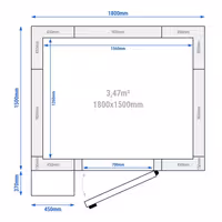 Zamrzivačka komora - 1800x1500 mm - 3,47 m³ - uklj. zamrzivački agregat i PVC lamele - -20/+ -10 °C
