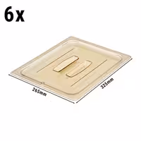 (6 komada) CAMBRO | H-PAN™ - GN ravni poklopac 1/2 otporan na toplinu - Sa drškom - Jantar