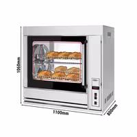 Commercial Electric Basket Rotisserie Oven - 10kW - with 7 Rotary Baskets for up to up to 42 chickens