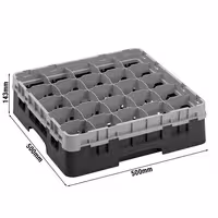 CAMBRO | CAMRACK® – Glasdiskkorg 1/1 – 25 fack – med 1 förlängare – 500x500 mm – Svart