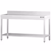 طاولة عمل ستانلس ستيل PREMIUM - 1800x600mm - مع رف سفلي & حاجز خلفي