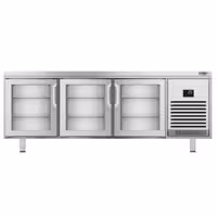 Stół chłodniczy barowy do napojów Premium PLUS – 2185 x 800 mm – z 3 drzwiami szklanymi