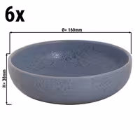 (6 adet) SANDY LOAM - Çukur Tabak - Stoneware, Ø160mm, Mavi