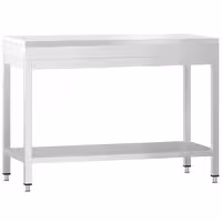 Masă de lucru din oțel inoxidabil PREMIUM – 1000 x 700 mm – cu blat de bază – inclusiv placă de tăiere albă