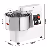 Spiralna miješalica za tijesto - 53 l / 44 kg - 2 brzine - s fiksnom posudom - s mehaničkim timerom - 400 V - za pizzu i kruh