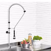 Tuš za posuđe s jednim otvorom PREMIUM PLUS 5000 - s jednoručnom mješalicom, držačem tuša & pištoljem za pranje - 1130 mm