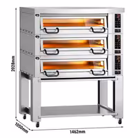 Electric Deck Pizza Oven Power - Triple Deck - Refractory Stone Deck - 6+6+6 x Ø 34cm (13.4") - incl. Hood & Base frame - Digital Controls