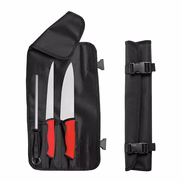Set cuțite de bucătărie Duo Chef cu husă tip rulou - 3 piese