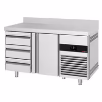 Commercial Counter Fridge PREMIUM - 1400x700mm - with 1 door - 3 drawers - with upstand - capacity 281 litres