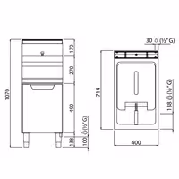 Plinska friteza - 20 L - 16,5 kW - s ispustom za ulje