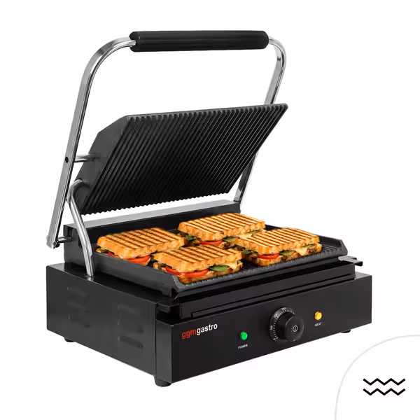 Grătar de contact / Grătar pentru hamburgeri - 2,2 kW - grătar sus și jos - Suprafață de grătar: 345 x 235 mm