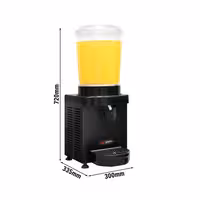 Commercial Ayran / Juice Dispenser - 1x polycarbonate tank with tap & magnetic agitation - 10 Litres - 350W - Black