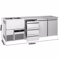 Direct Draw Beer Dispenser / Kegerator PREMIUM - 2500x700mm - 2 Doors & 3 Drawers