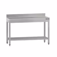 Delovna miza iz nerjavečega jekla ECO – 1200 x 600 mm – z dnom in robom