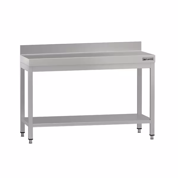 طاولة عمل ستانلس ستيل ECO - 1200x600mm - مع رف سفلي & حاجز خلفي