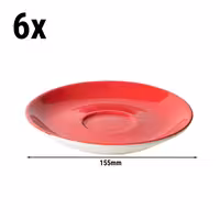(6 kom) BART COLOUR CAFE - Tanjurić za cappuccino - Okrugli - Ø 155 mm - Crvena