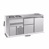 Direct Draw Beer Dispenser / Kegerator 1 Stainless Door + 2 Drawers PREMIUM – 2 sinks left - 1950×700 mm