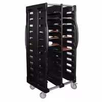 Inox kolica za poslužavnike - za 2×12 poslužavnika 530x370 mm - kotači Ø 125 mm (2 s kočnicom)