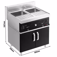 Eléctrico Cocedor de pasta PROFESIONAL - 2x26L - 12kW - con mueble bajo con 2 puertas