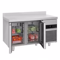 Rashladni pult PREMIUM - 1400x700 mm - 281 l - Ventilirano hlađenje - s 2 staklena vrata - Podignuti rub
