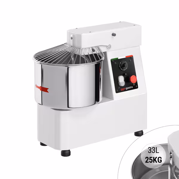 Spiralna miješalica za tijesto - 33 l / 25 kg - 1 brzina - s fiksnom posudom - s mehaničkim timerom - 230 V - za pizzu i kruh