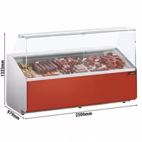 Chladicí pult - 2500 mm - přední panel tmavě červený