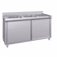 Sudoper s ormarićem ECO - inox - 1800 x 700 mm - sa 2 korita - korita lijevo