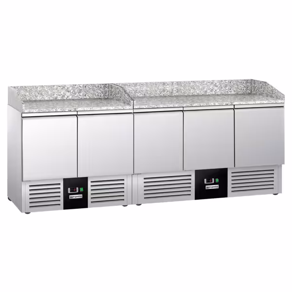 Commercial Pizza Prep Counter - Granite Top PREMIUM - 2300x700mm - with 5 doors