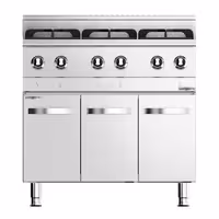 Fogão a gás - 19,6kW - 6 queimadores - com armário baixo - 3 portas