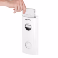 AIR-WOLF | Wall-Mounted Sanitary Bag Dispenser – White - Stainless Steel - 25 Bag Capacity