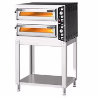 Electric Deck Pizza Oven - Twin Deck - Refractory Stone Deck - 4+4 x Ø 35cm (13.8") - Mechanical Controls - up to 450°C - incl. Base frame
