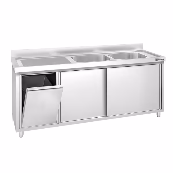 PREMIUM umivaonik – 2000 x 600 mm – s košem za smeće i dva umivaonika s desne strane