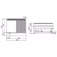 Elektriline plaatgrill - sile ja soonega - 13,80 kW - Küpsetuspind 795x535 mm - sh aluskapp 2 uksega