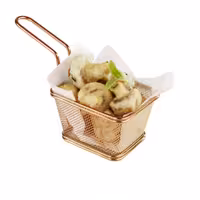 (6 Stück) Servier Frittierkorb - SNACKHOLDER - Edelstahl - 100x85mm - Kupfer