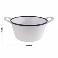 (6 adet) Kase - ENAMEL LOOK - Melamin - 1L - köşeli - taşıma kulplu - 215x165mm - Derinlik:95mm - Beyaz/Mavi