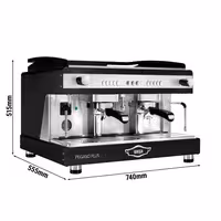 WEGA | PEGASO PLUS - Siebträgermaschine - 2 Gruppig - 3,7 kW - mit Milchaufschäumern & Heißwasser - Schwarz